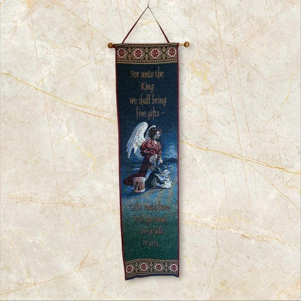 Vintage Tapestry Angel‎ Christmas Religious For Unto A King 35